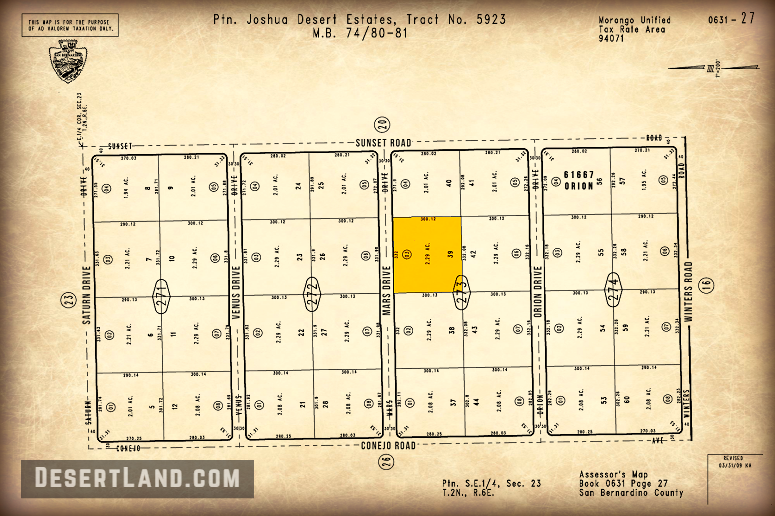 Joshua Tree Vacant Building Lot For Sale